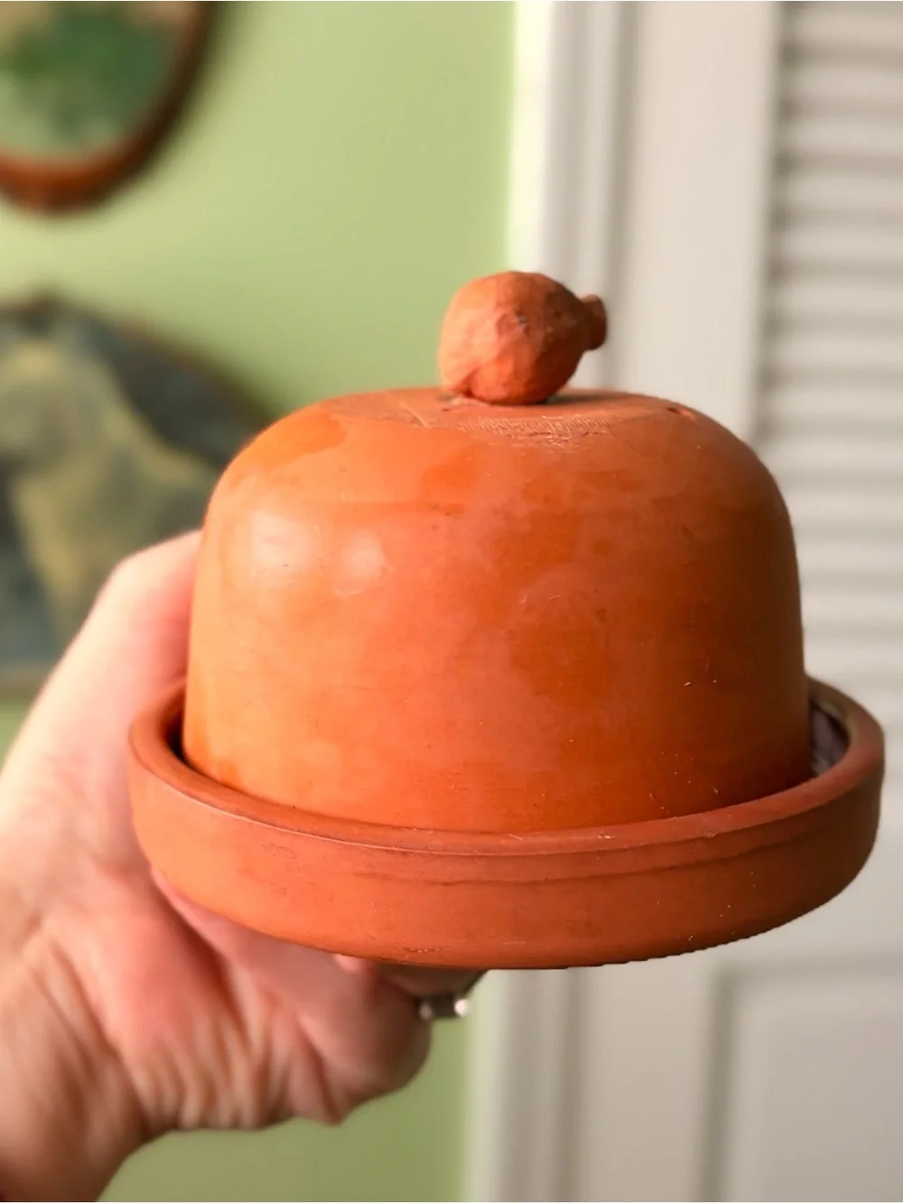 Vintage Rustic Terracotta Pottery Garlic Crock Cottagecore Kitchenware